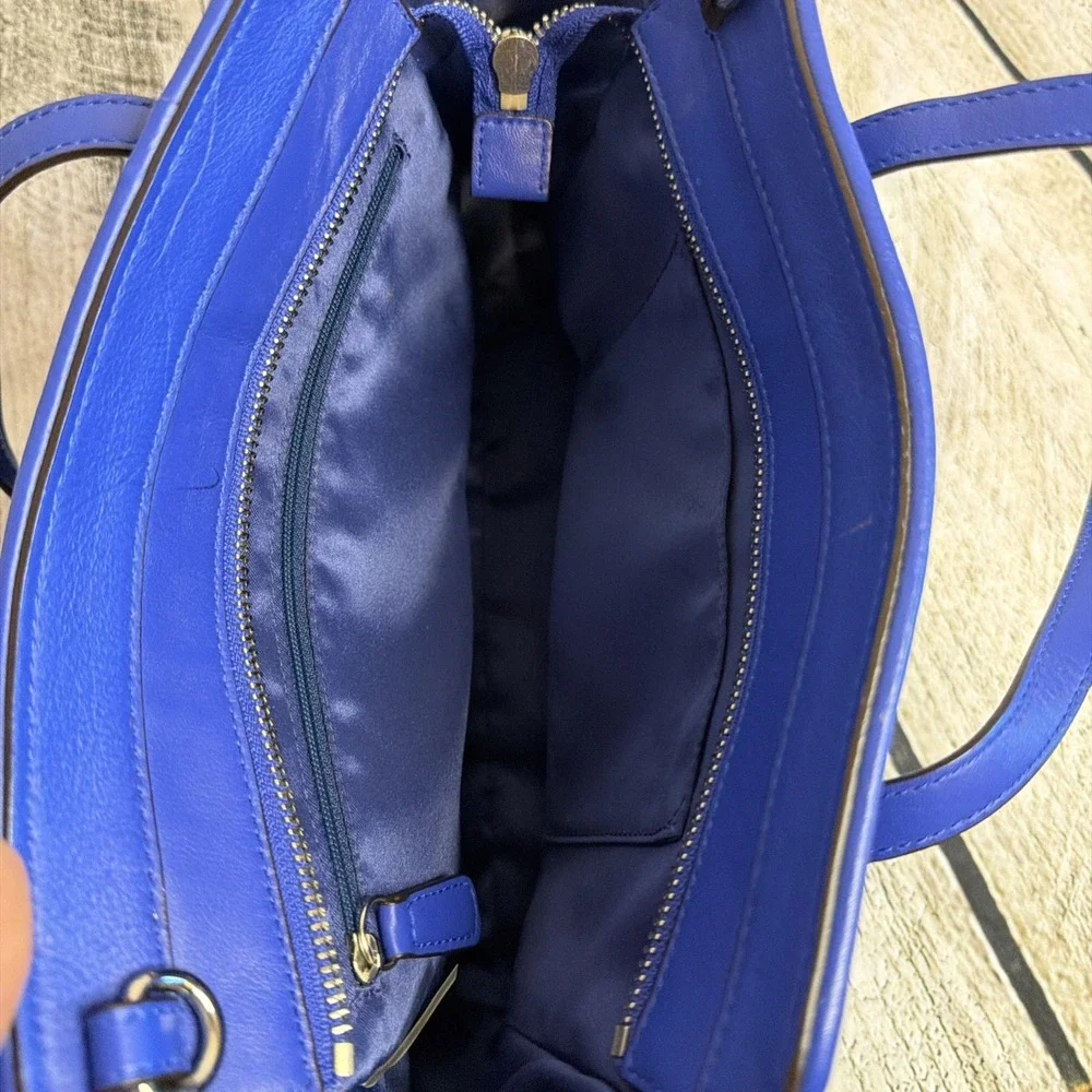 COACH Royal Blue Leather Satchel‎ Crossbody Bag Silver Hardware EUC Rare